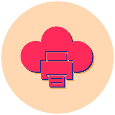 Bulut yazıcısı. Web simgesi basit illüstrasyon