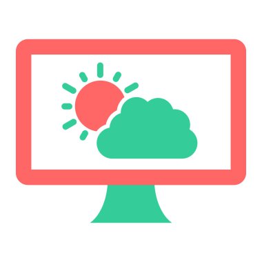 Bulut ekranda. Web simgesi basit illüstrasyon