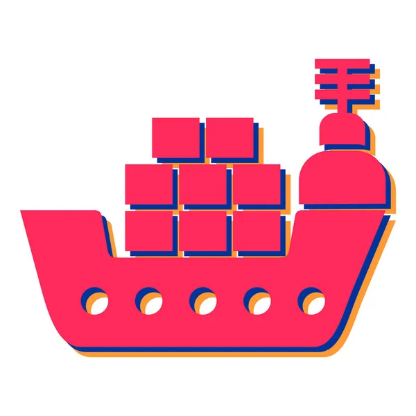 Schip Icoon Platte Illustratie Van Vracht Boot Vector Pictogrammen Voor — Stockvector