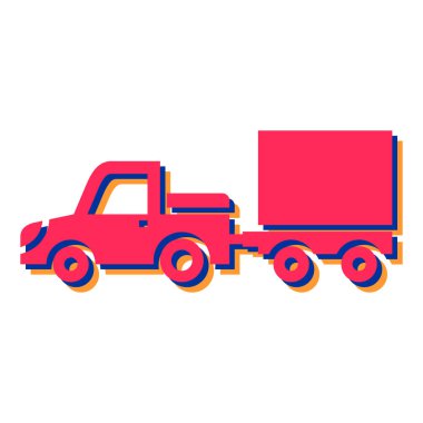 Kamyon ikonu. Web için dağıtım otomobili vektör simgelerinin düz çizimi