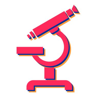 Mikroskop simgesi. Web tasarımı için teleskop vektör simgelerinin düz çizimi