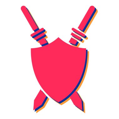 Kılıçlı kalkan ve tornavida vektör illüstrasyon grafik tasarımı