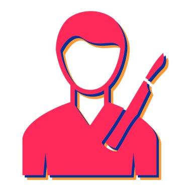 Kalemli ve kırmızı kravatlı adam.