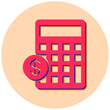 hesap makinesi düz simgesi, vektör illüstrasyonu