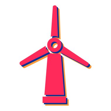 Rüzgar türbini ikonu. Web için yel değirmeni vektör sembolünün düz çizimi