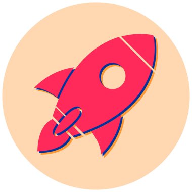 Roket. Web simgesi basit illüstrasyon