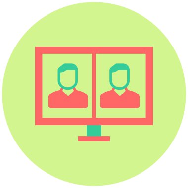 Telekonferans. Web simgesi basit illüstrasyon