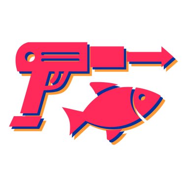 balık ve silah ikonu vektör illüstrasyonu