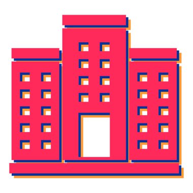 Modern bina ve şehir simgesinin vektör çizimi. İnternet için hastane ve altyapı hisse senedi seti.