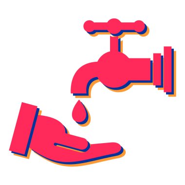 Musluk, el, su ikonu. düz tasarım biçimi