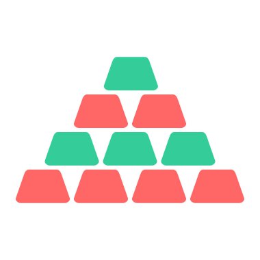 Altın külçeleri ikonu. Altın sikke vektörünün düz çizimi.