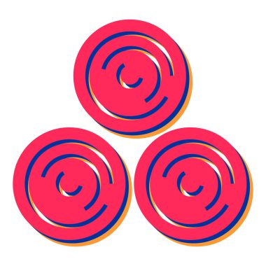 Pembe arka planda kırmızı ve beyaz bir dairenin renkli bir el çiziminin vektör çizimi