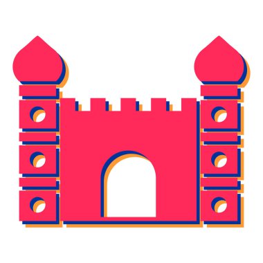 Şato kulesi ikonu. Web için ortaçağ inşa vektör simgelerinin karikatür çizimi