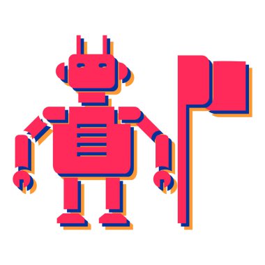 Robot oyuncak ikonu. Web tasarımı için robot vektör simgelerinin düz çizimi