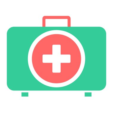 İlk yardım çantası simgesi. Web için basit tıbbi acil durum vektör simgeleri çizimi