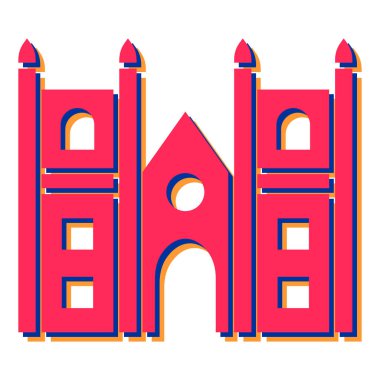 Beyaz arkaplandaki bir binanın vektör çizimi