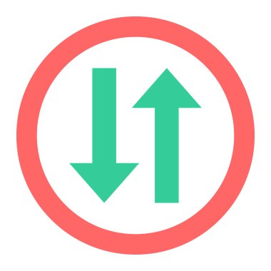 ok aşağı vektör simgesi. biçim düz sembol, kırmızı renk, yuvarlak açılar, beyaz arkaplan