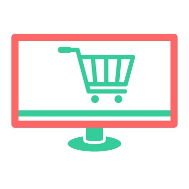 Ekran simgesi vektör illüstrasyonunda alışveriş arabası