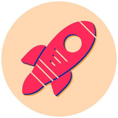 Roket. Web simgesi basit illüstrasyon