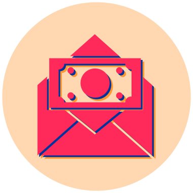 Para zarfın içinde. Web simgesi basit illüstrasyon