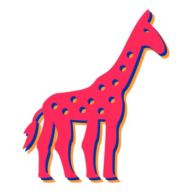 Çizgi film tarzında zürafa simgesi beyaz arkaplanda izole edildi