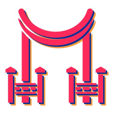 Beyaz arkaplanda kırmızı kapı simgesi izole edildi, vektör illüstrasyonu