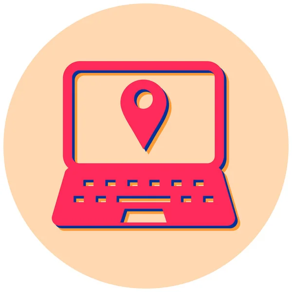 Laptop Location Map Pin Gps Ecommerce Optimization Seo Online Delivery — Archivo Imágenes Vectoriales