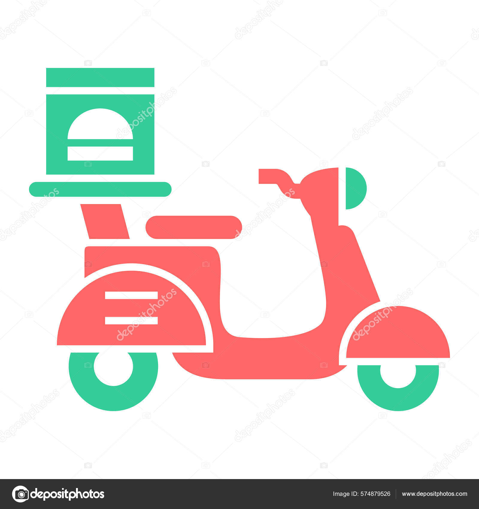 Ciclomotor de moto vespa bonito cor verde. conceito de objeto dos desenhos  animados ilustração isolada. estilo simples adequado para vetor de logotipo  premium de design de ícone de adesivo