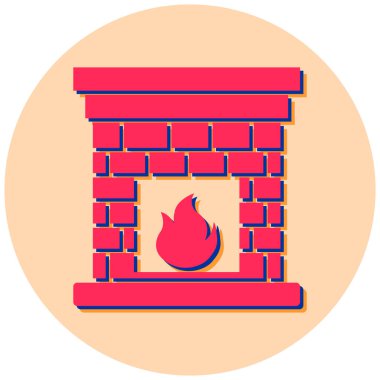 Şömine. Web simgesi basit illüstrasyon