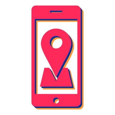 GPS navigasyon vektör çizimine sahip cep telefonu