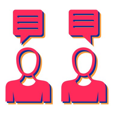 Konuşma baloncukları ve sohbet balonu çizimi olan bir grup insan