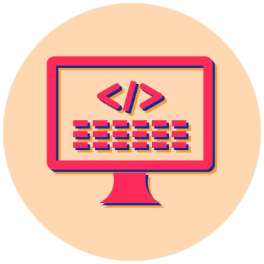 bilgisayar vektörü düz renk simgesi