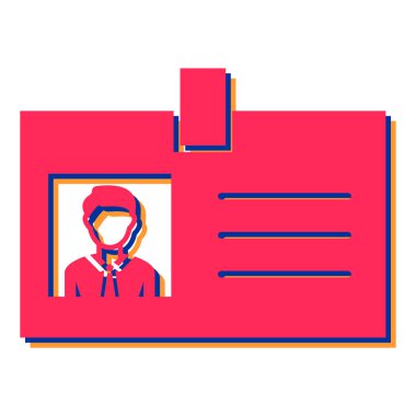 Kimlik kartı simgesi. Projeniz için rozet vektör tasarımı ve web simgelerinin düz çizimi