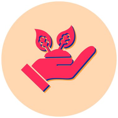 Bir filizi tutan el. Basit resimleme