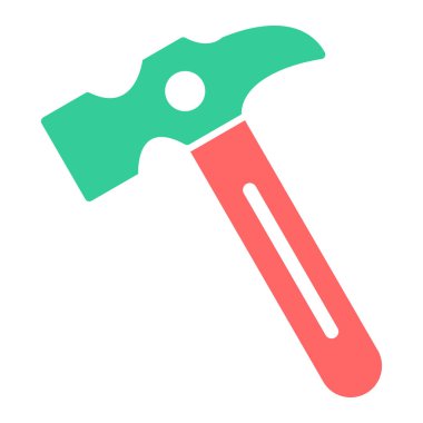 Beyaz arkaplanda çekiç simgesi, vektör illüstrasyonu