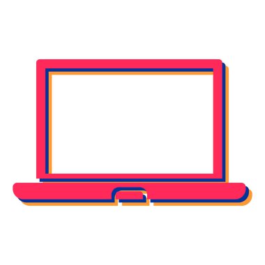 klavye ve kırmızı ekran vektör illüstrasyon grafik tasarımlı dizüstü bilgisayar