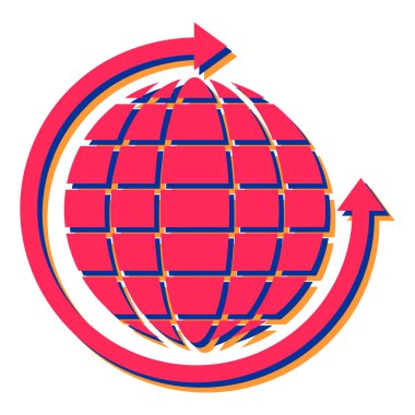 Dünya ve ok vektör simgesine sahip dünya