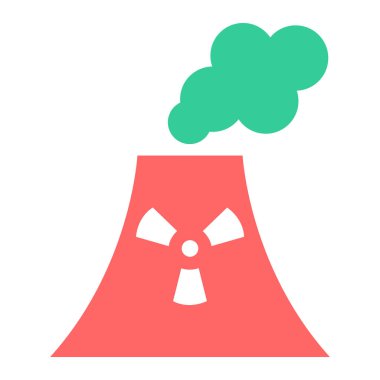 Nükleer enerji santrali ikon vektör çizimi tasarımı