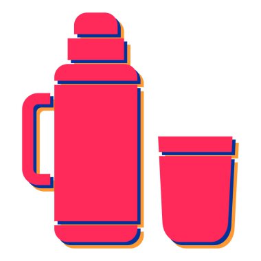 Beyaz arka planda izole edilmiş kırmızı çizgili çay ve içecek. vektör illüstrasyonu