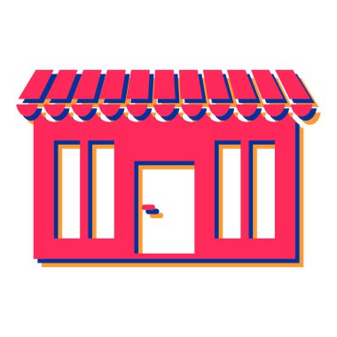 Dükkan ikonu. Beyaz arkaplanda izole edilmiş web tasarımı için alışveriş kiosk vektör simgeleri izometriği