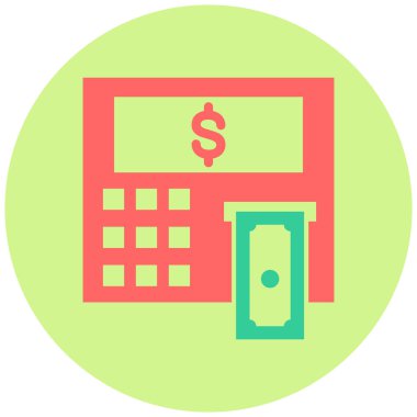 ATM makinesi düz vektör simgesi.