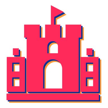 Şato ikonu. Web için ortaçağ inşa vektör simgelerinin düz çizimi