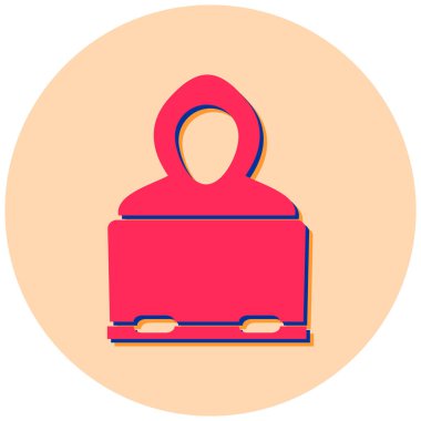 Dizüstü bilgisayarı olan adam, düz vektör simgesi