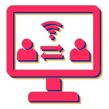 Simge tasarımı ile çevrimiçi toplantı kavramı, vektör illüstrasyonu 10 eps grafik.
