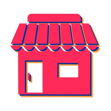 dükkan ikonu. Web için pazar sokak vektör simgelerinin karikatür çizimi