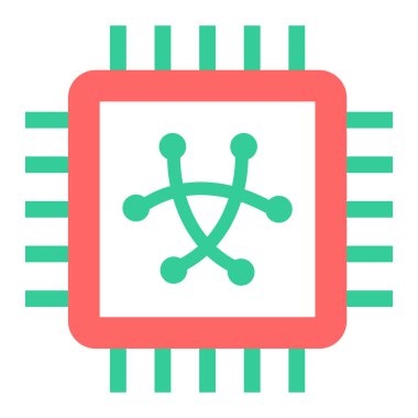 işlemci çipi vektör simgesi. Basit bir çizim. beyaz arkaplanda düz yuvarlak kare düğme