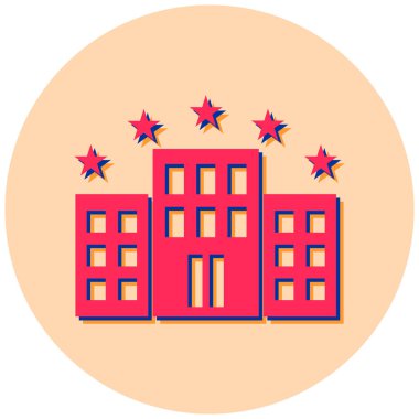 Otelde. Web simgesi basit illüstrasyon