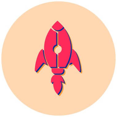 Roket. Web simgesi basit illüstrasyon