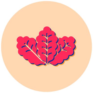 Tek bir kırmızı ve beyaz yaprağın vektör çizimi