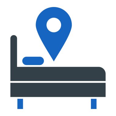 Otel konumu. Web simgesi basit illüstrasyon